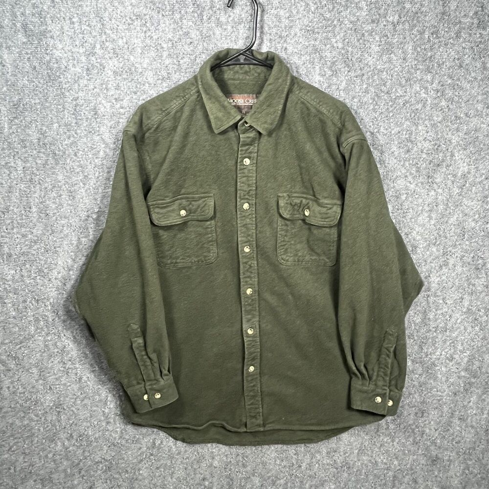 Vtg Moose Creek Legendary Flannel Shirt Mens‎ Sz XL Green Solid Heavy EUC